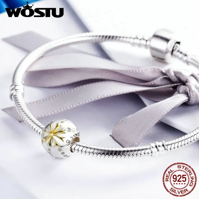 WOSTU высокое качество 925 пробы Серебряный Эдельвейс Бусины Подходят оригинальный