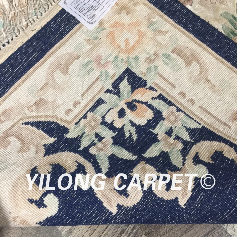 Yilong 3'x5' traditional turkish design luxury blue carpet exquisite hand knotted wool and silk rugs (WY2131M3x5) | Дом и сад