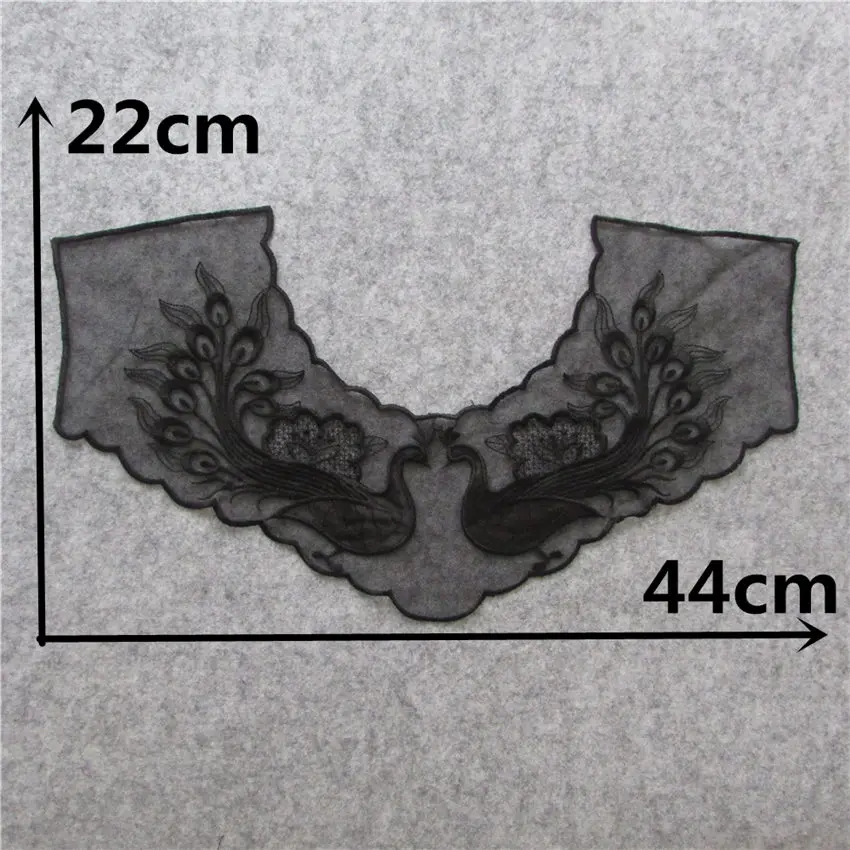 Черный кружевной воротник для рукоделия вышитая фатиновая сетка аппликация