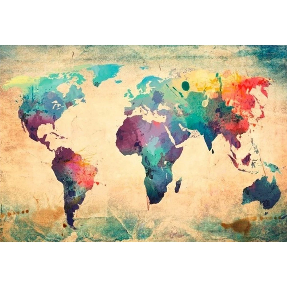 Пейзаж 5d алмазная картина Картина маслом карта мира полные Круглые Искусственные алмазы вышивка крестиком вышитое домашнее украшение