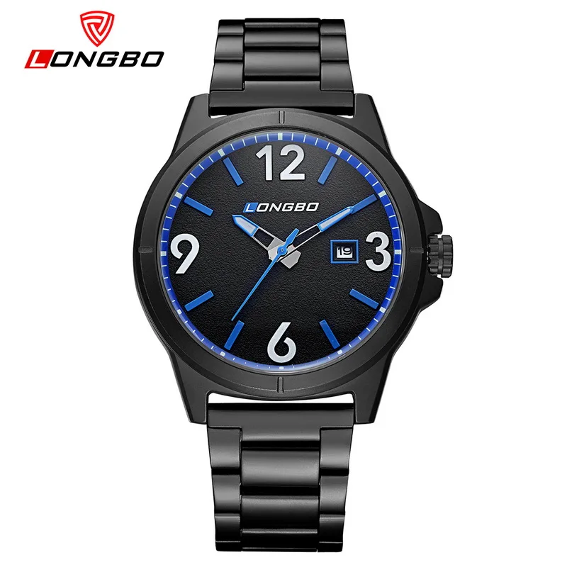 Blue Новое поступление Longbo модный бренд деловые Часы мужские черные из нержавеющей стали водонепроницаемые противоударные кварцевые часы 3003 - Цвет: Blue