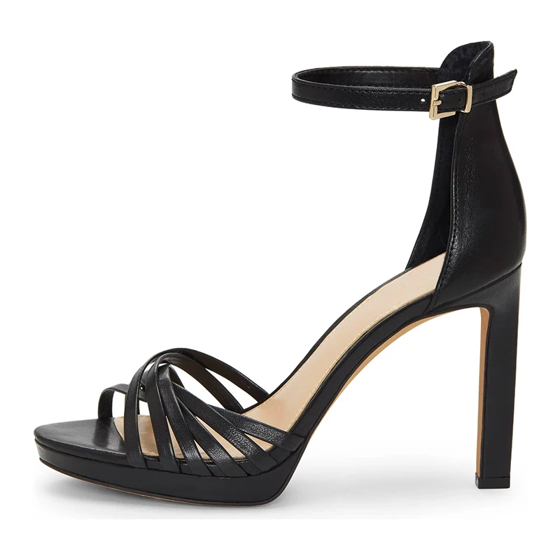 

Black Cross Straps Sandals Ankle Strap Stilettos Low Platform Thin High Heels Plus Size 15 16 Customization Fashion Women Shoes