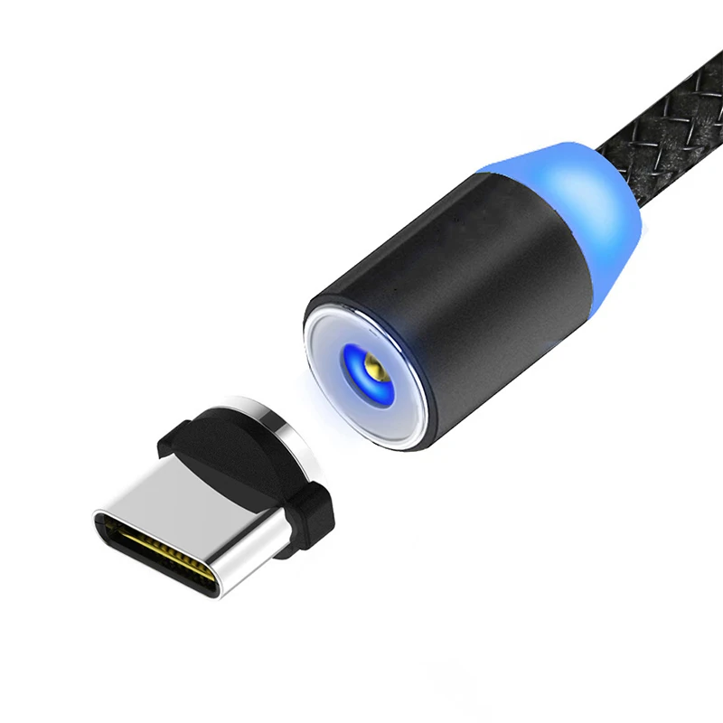 Магнитный кабель Плетеный Micro usb type C светодиодный магнитное зарядное устройство