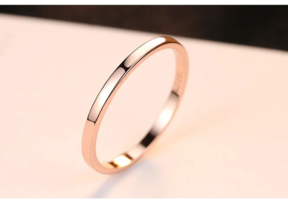S925 стерлингов Серебряные кольца Простые Модные круглый 14 k кольца из розового золота для Для женщин Fine Jewelry