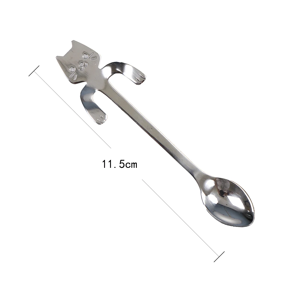 Креативная посуда из нержавеющей стали 1 шт. мини кошка с длинной ручкой ложка для