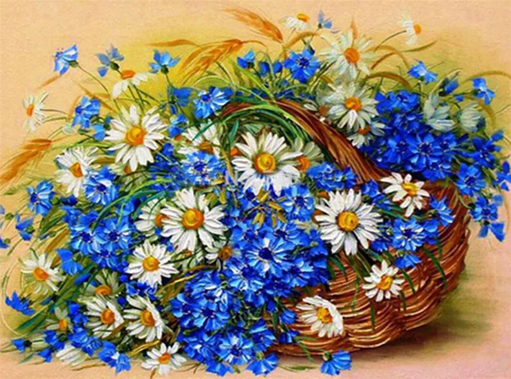 Полностью круглая алмазная живопись вышивка крестиком синий цветок полная