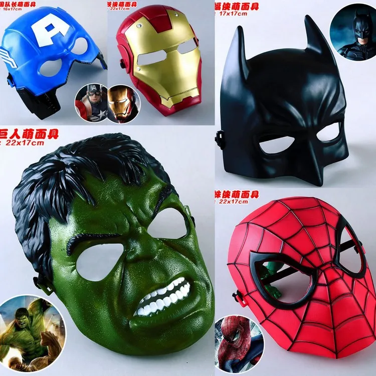 Белый 5 шт./лот, маски из фильма Marvel, Мстители, Халк, Капитан Америка, Бэтмен, Человек-паук, железный человек, Вечерние Маски, подарок для мальчика, фигурки, игрушки# E - Цвет: Белый