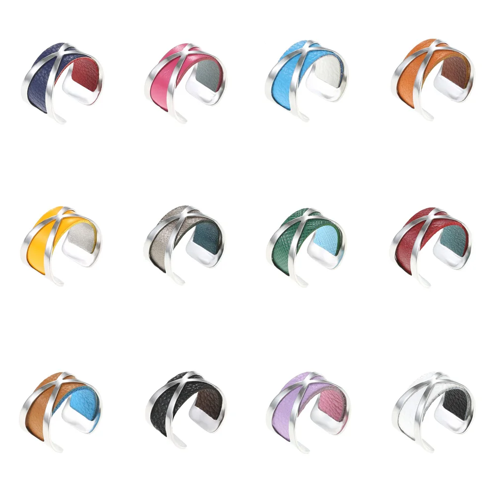 Cremo кольцо из нержавеющей стали Bijoux Регулируемый Bague Femme Argent Реверсивные Сменные жоржет кожаные кольца Mujer