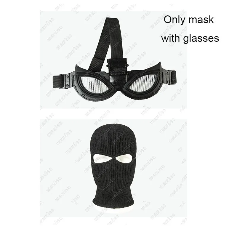 Only mask with glass Человек-паук, вдали от дома, невидимый костюм, Человек-паук, карнавальный костюм, черная маска для взрослых на Хэллоуин, очки, перчатки, пояс, аксессуары - Цвет: Only mask with glass