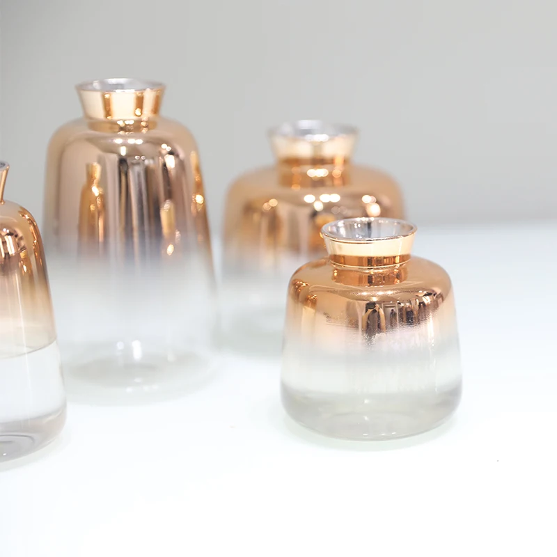Постепенная Золотая стеклянная ваза свадебные вазы для украшения стола