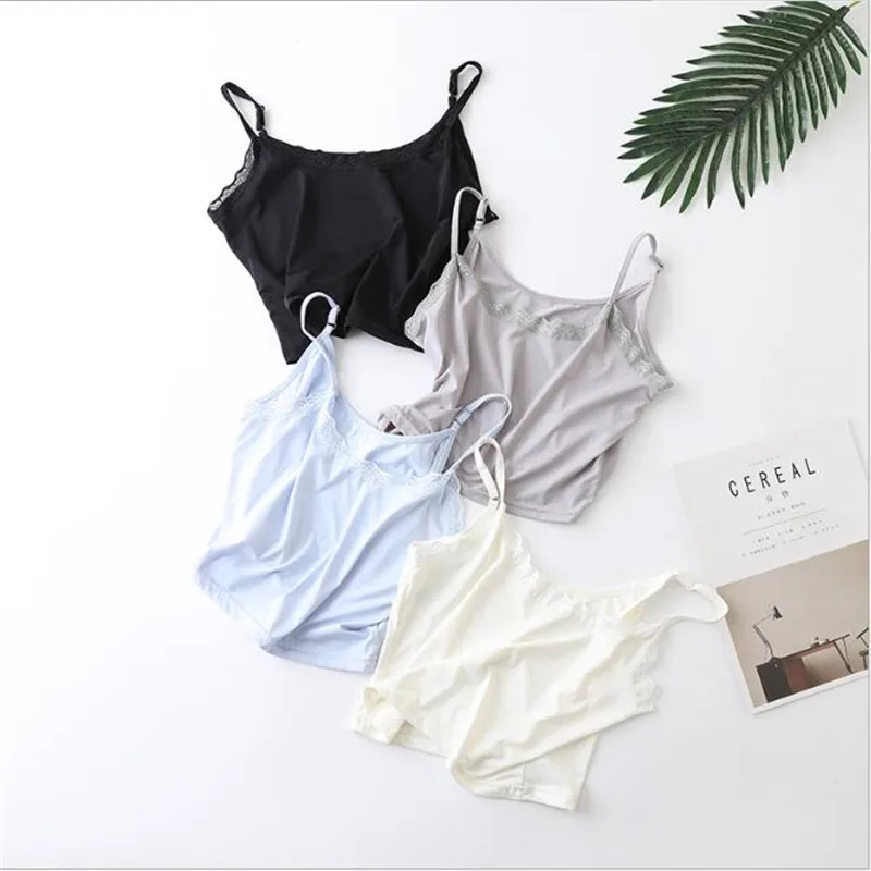 

Summer girl lace trim body cool vest common off-the-shoulder women can adjust ice flower small condole belt vest.