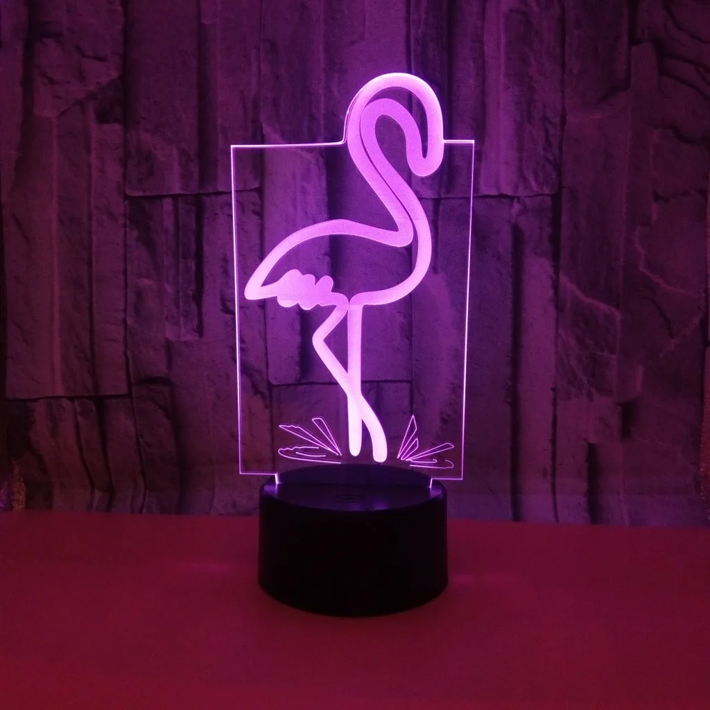 

New Flamingo 3d Nightlight Colorful Touch Remote Usb Gifts 3d Small Night Light Novelty Luminaria Led Kids Lamp