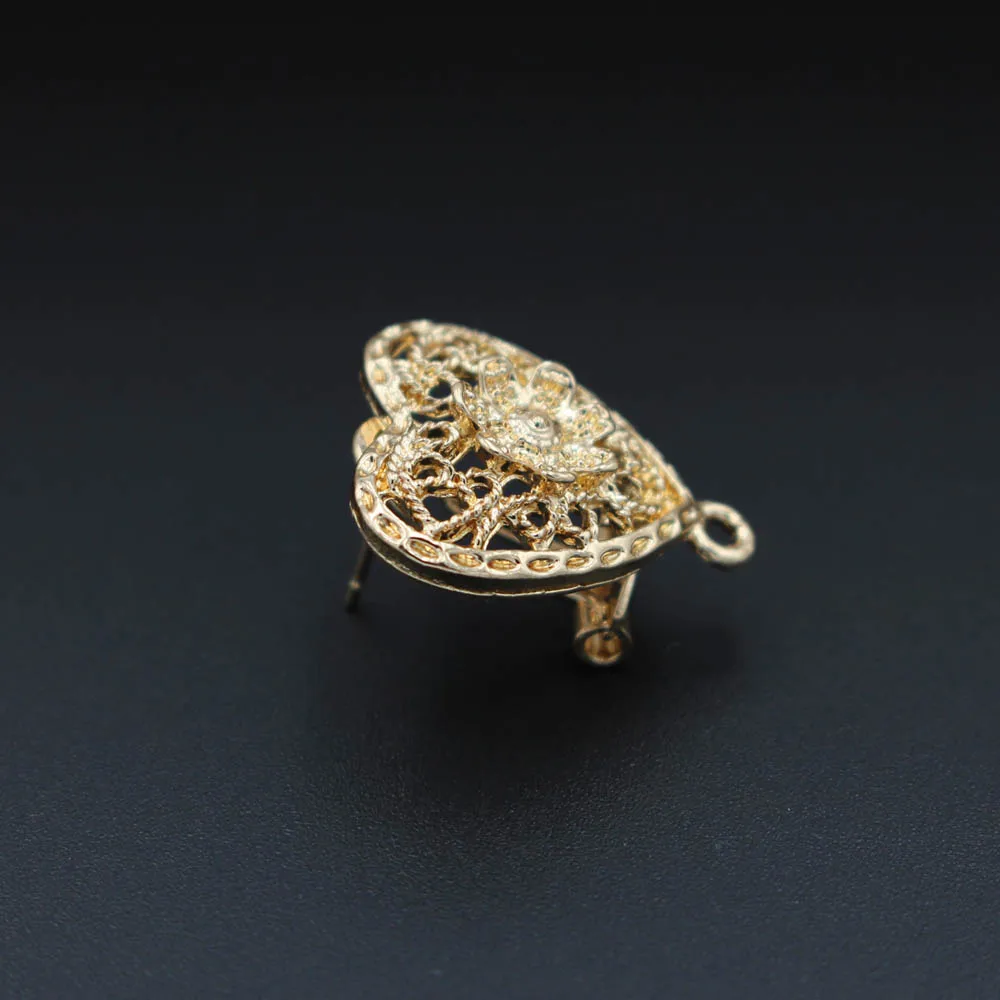 Клипсы Серьги столб с петля вешалка металлический полый филигранный цветок