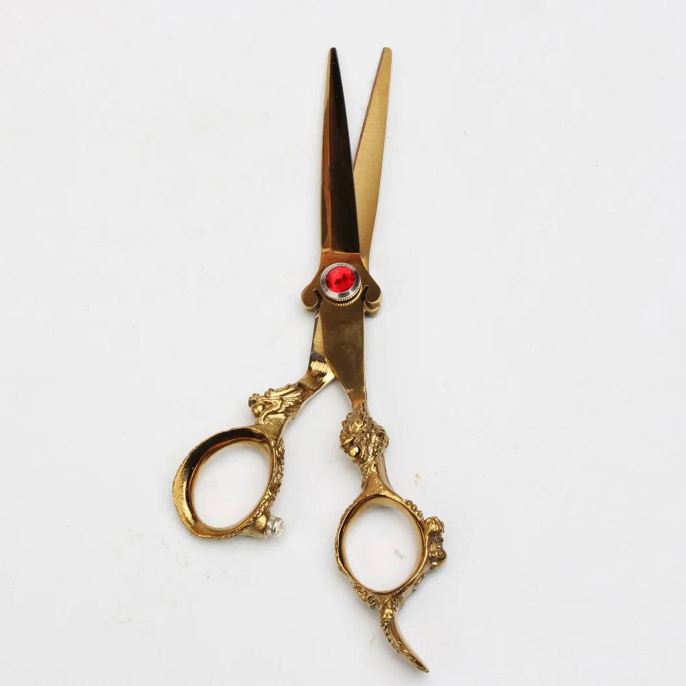JS-Cutting Scissors Ножницы Парикмахерские 6," дюймов Япония 440c Золото Титан Парикмахерские ножницы золотые филировочные ножницы стрижка волос резка - Цвет: JS-Cutting Scissors