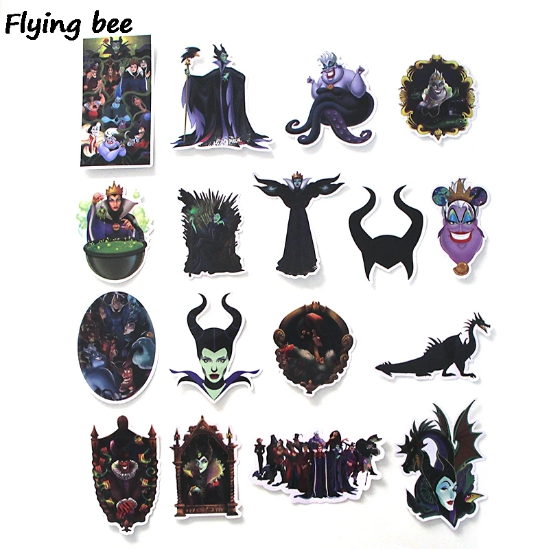 Flyingbee 17 шт. Maleficent Граффити стикер s для детей DIY багаж ноутбук скейтборд Автомобиль Велосипед телефон водонепроницаемый стикер X0134