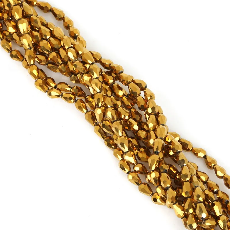 Gold 70 шт./лот 4*6 мм каплевидные Австрия кристаллические граненые бусины стеклянные бусины Свободные разделительные бусины для самостоятельного изготовления ювелирных изделий Аксессуары - Цвет: Gold