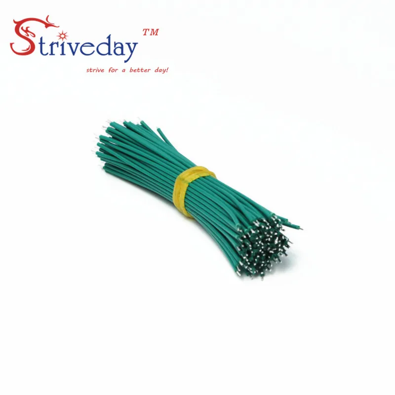 Green 100 шт./лот UL1007 26AWG 10/15/20 см двойной пайки голову Fly джемпер кабель луженой медной проволоки DIY - Цвет: Green