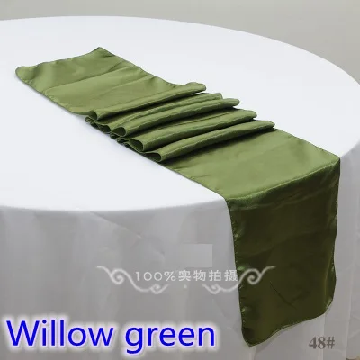 Willow зеленый цвет атласный настольный бегун Свадебные украшения для современной Свадебная вечеринка в отеле украшение для банкета настольный бегун