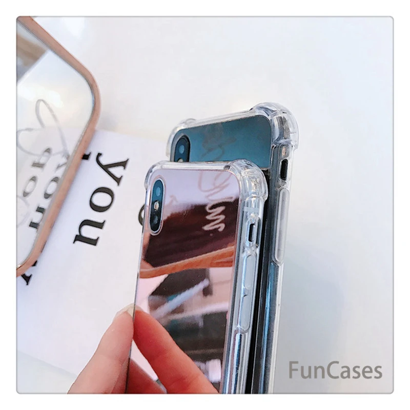 Зеркальный чехол для телефона iphone 7 8 6s 6 plus X XR XS Max милый мягкий ТПУ противоударный