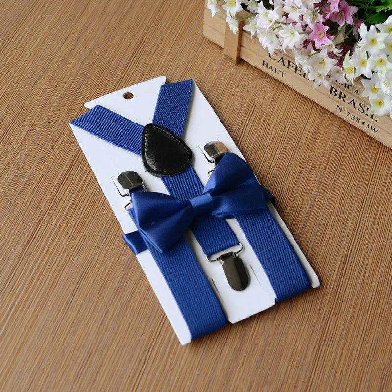 1PC Kids Elastic Suspenders &amp Bow Tie Matching Tuxedo Suit Unisex Boys Girls Bowtie Children Costume Adjustable Y-Back Brace |