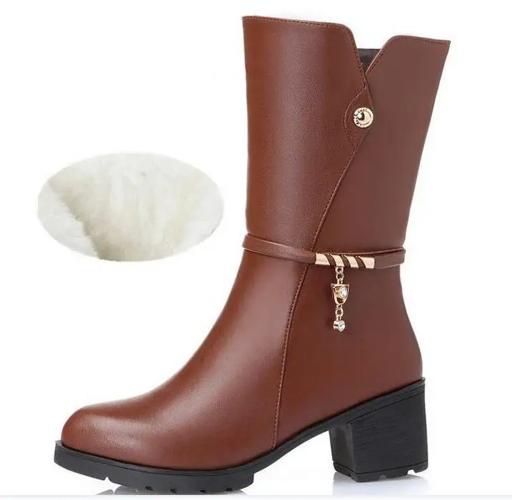 brown inside wool 2 ZXRYXGS/Брендовая женская обувь; ботинки; зимняя обувь; модные ботинки из натуральной кожи; шерстяная обувь больших размеров; женские теплые зимние ботинки; женские ботинки - Цвет: brown inside wool 2