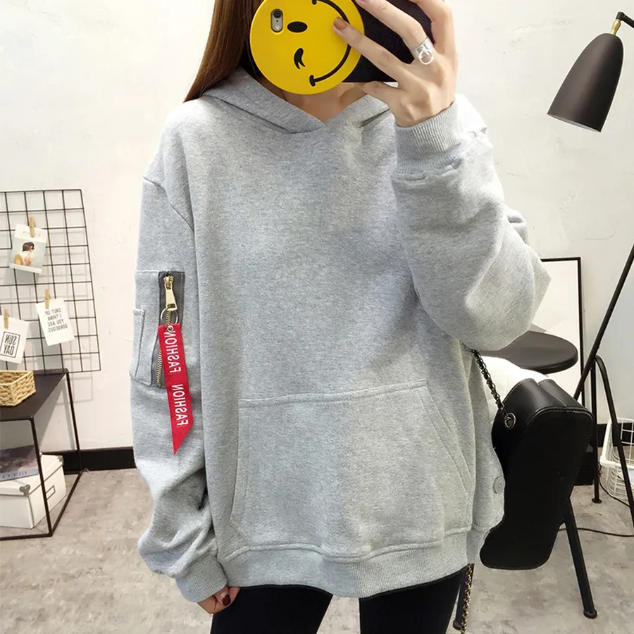 Women Hoodies Sweatshirts Long Sleeve 2017 Autumn Winter Hooded Pullover Hoodie Ladies Casual Tops Black Grey CoatsTracksuit | Женская