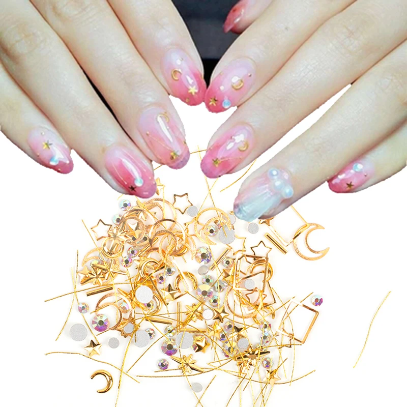 Наклейки на ногти золотого и серебряного цвета украшения для ногтей из страз