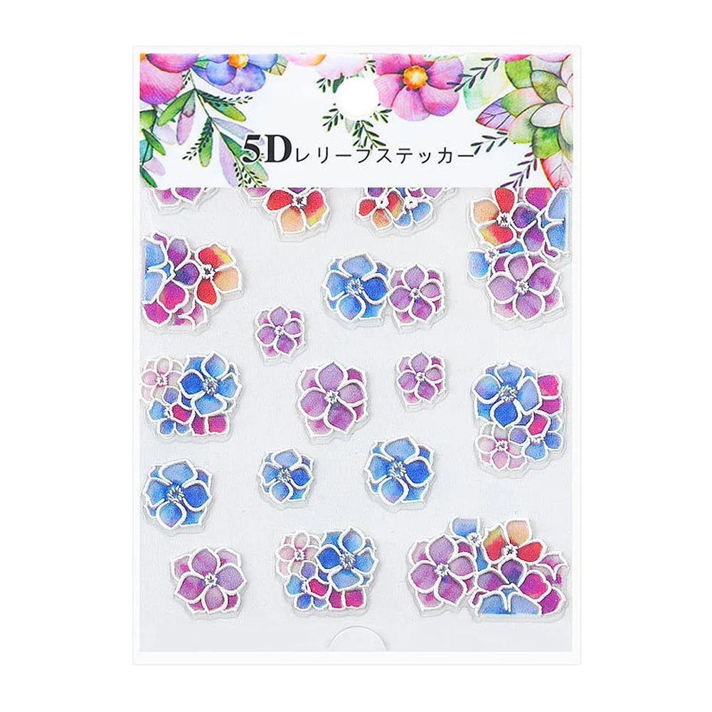 5D стикер для дизайна ногтей акриловая гравировка цветок лист белая розовая Роза