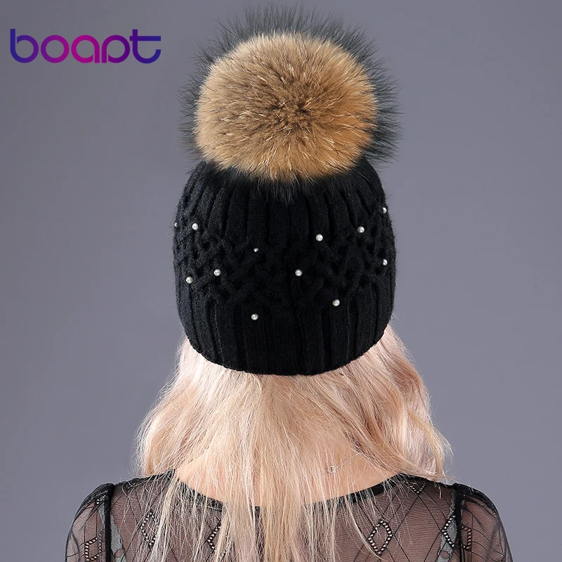 [boapt] подлинный натуральный енот мех зима кролик Двухъярусный бархат головные