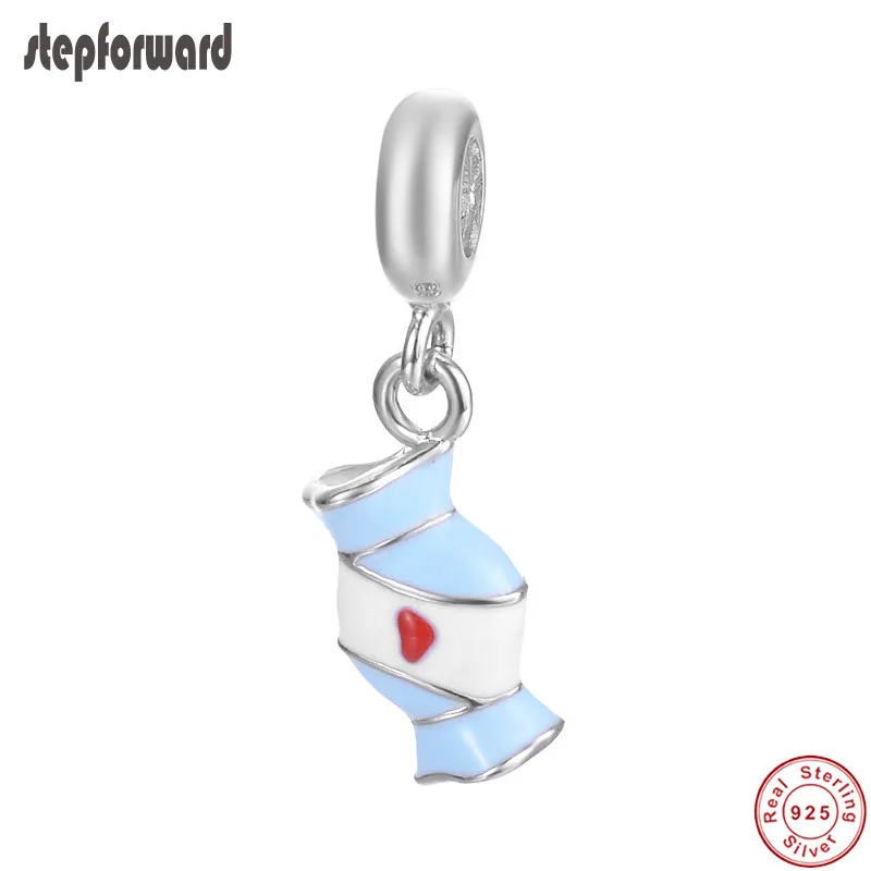 

Трендовый синий эмаль 925 стерлингового серебра конфеты Подвесной кулон Подвески fit для женщин браслеты с подвесками и ожерелья ювелирных из...