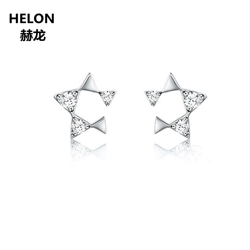 Solid 14k White Gold Natural Diamonds Women Stud Earrings Fine Jewelry Anniversary Party Wedding Trendy | Украшения и аксессуары