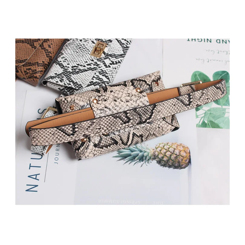 ESHINEDER Women Leather Waist PackFanny Pack Fashion Serpentine Bag Vintage Belt Bags Phone Pocket | Багаж и сумки