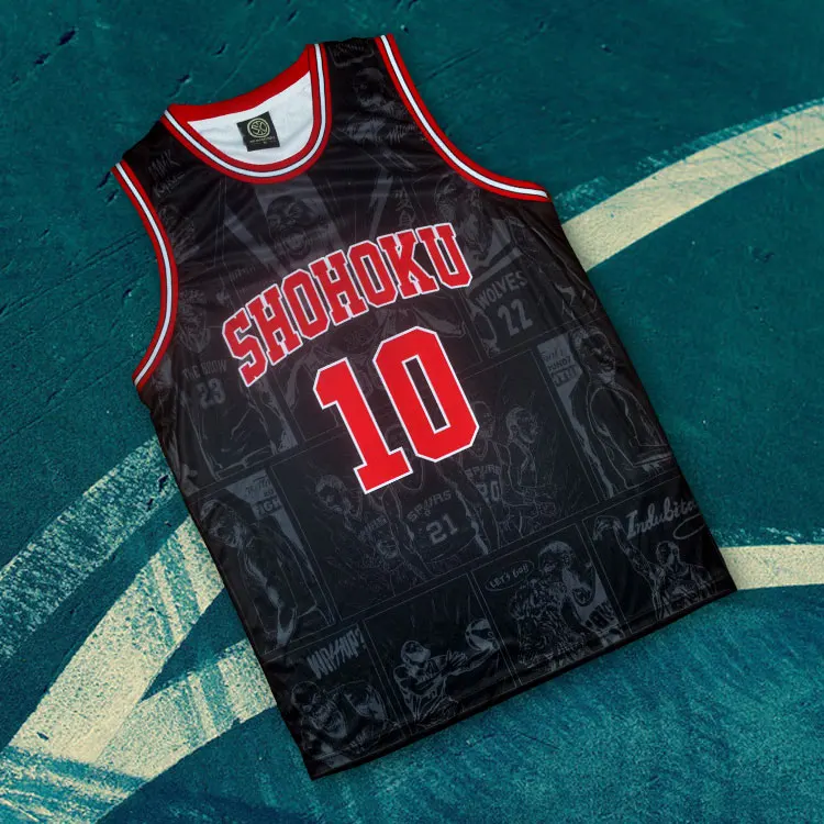 Футболка с номером 10 и камуфляжным рисунком для косплея Ханамичи Сакураги из школы Шохоку, играющего в баскетбол.