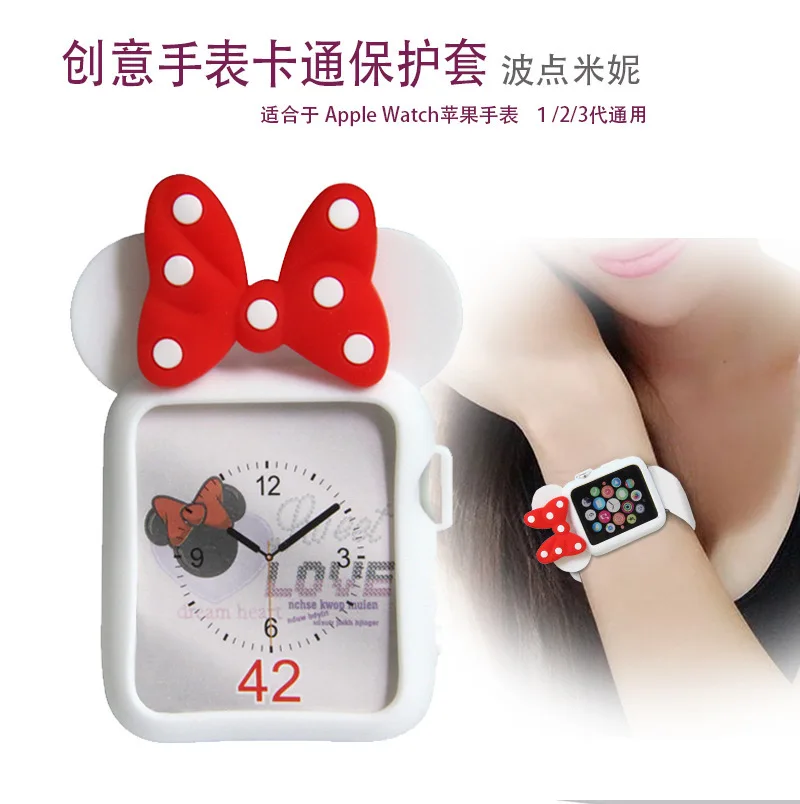 Мультяшный силиконовый чехол для apple watch series 5 1 2 3 4 милый защитный чехол для iWatch 38 мм 40 мм 42 мм 44 мм