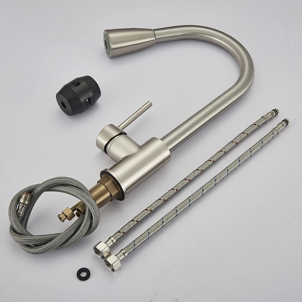 Кухня смесители серебро одной ручкой вытащить нажмите на одно отверстие