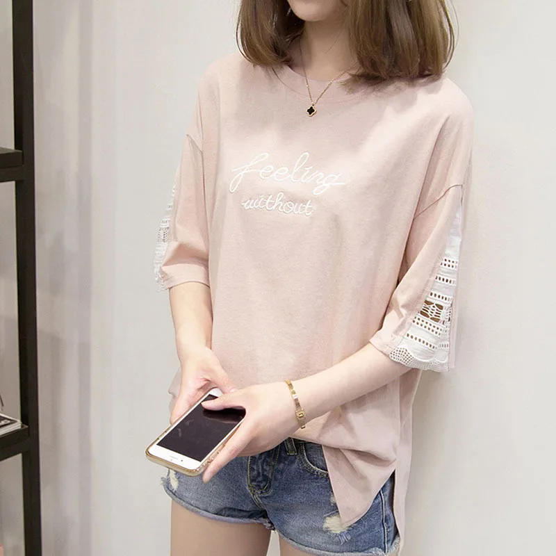 2022 High Quality Fashion Women T-shirt O Neck Casual Short Sleeves Tops Streetwear Brief Natural BF Style Loose Female Tees | Женская