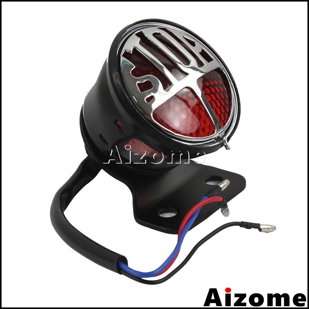 Motorcycle LED &quotSTOP&quot Miller Tail Light Number Plate Rear Lamp Brake Stop For Harley Triumph Custom Bobber Cafe Racer |