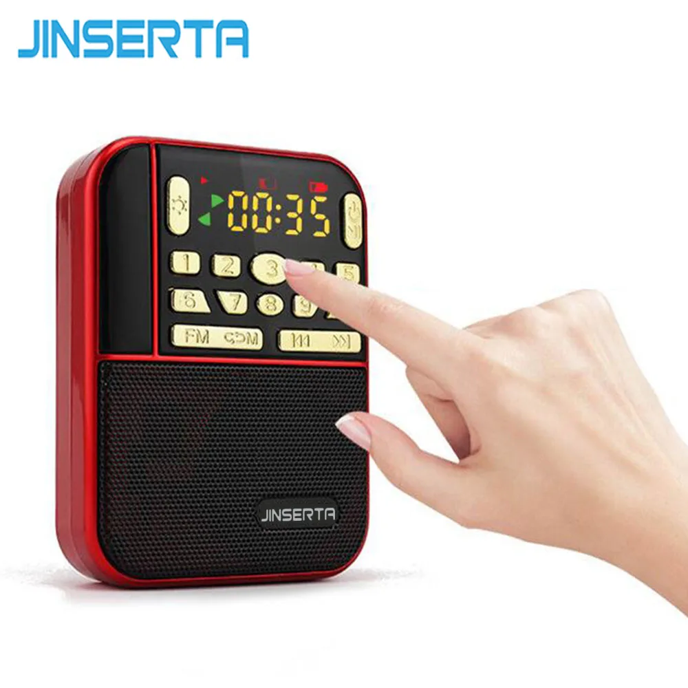 JINSERTA мини Fm карман стерео радио Портативный Micro Sd s Мода Группа Динамик Tf Usb Mp3 Динамик s с приемом УКВ-диапазона и громкий Динамик