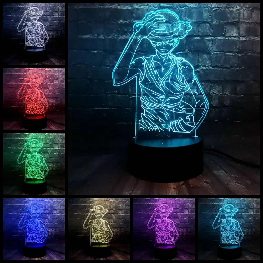 Прямая поставка 3D японский аниме мультфильм Узумаки Наруто серия Луффи светодиодный 7 цветов Изменение мини USB Лава ночной Светильник настроение игрушка в подарок