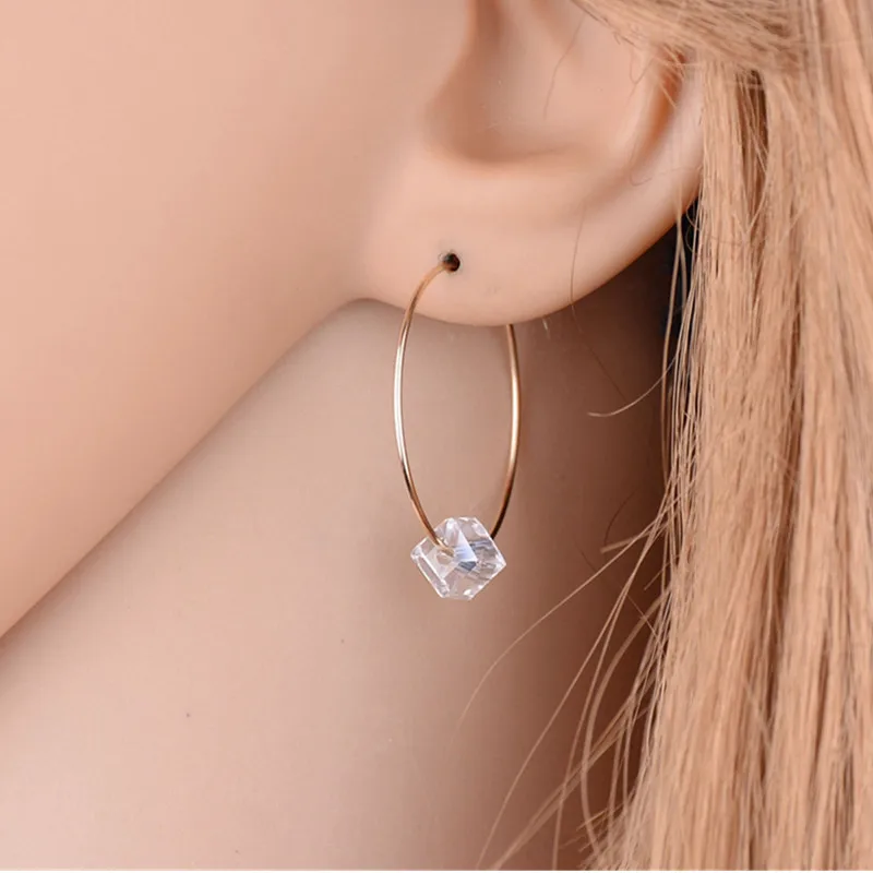 Новые недорогие очень простые серьги с сахарными шариками прозрачное Круглое