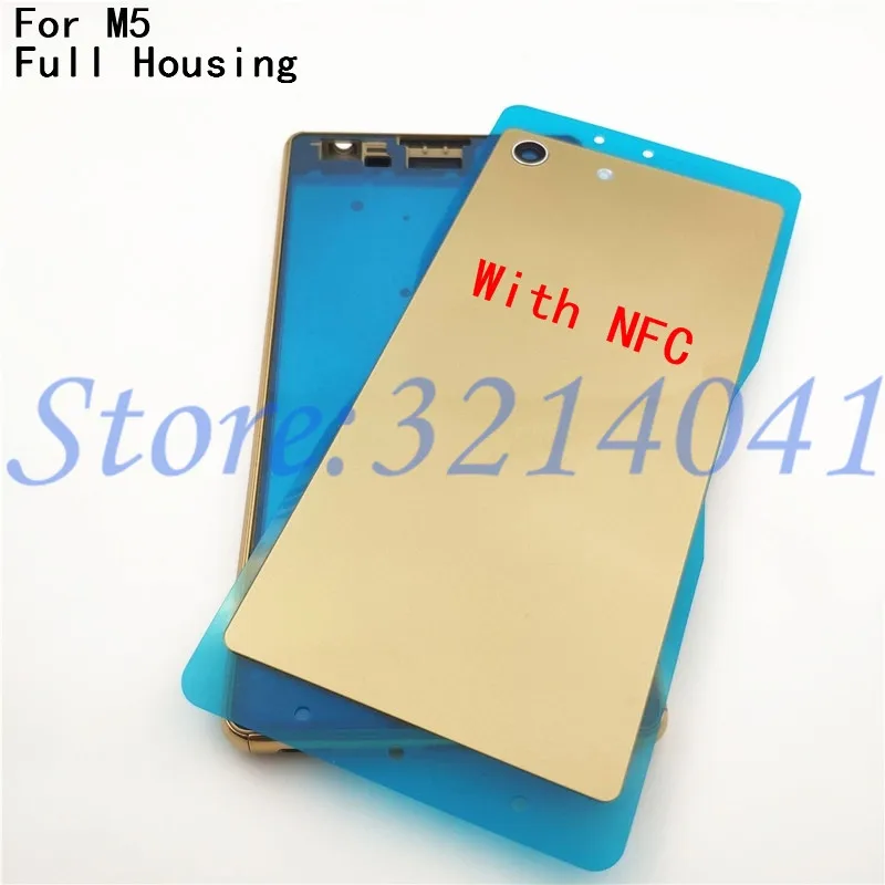 Чехол с полным корпусом для sony Xperia M5 E5603 E5606 E5663 E5653, рамка для ЖК-панели со средним ободком+ крышка для батареи+ NFC