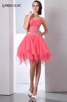 sexy backless homecoming dresses 2019 light coral puffy organza skirt graduation dresses short prom dresses