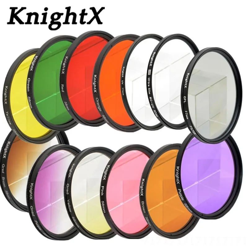 KnightX цветной фильтр УФ nd поляризатор CPL для nikon canon grijsfilter vierkant d60 450d lente 1000d цифровой камеры 58 67 77 мм
