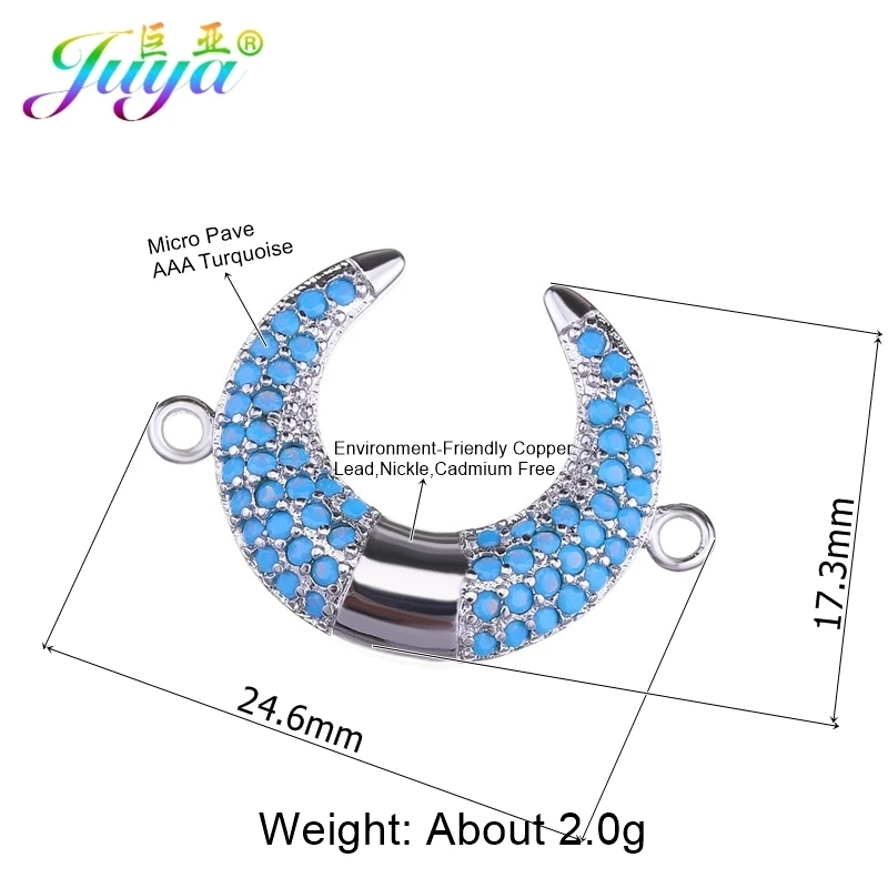 Juya DIY исламские ювелирные изделия в виде полумесяца фурнитура Алла талисман Шарм Разъем Аксессуары для мусульманской молитвы ювелирные изделия серьги изготовление - Цвет: White Gold