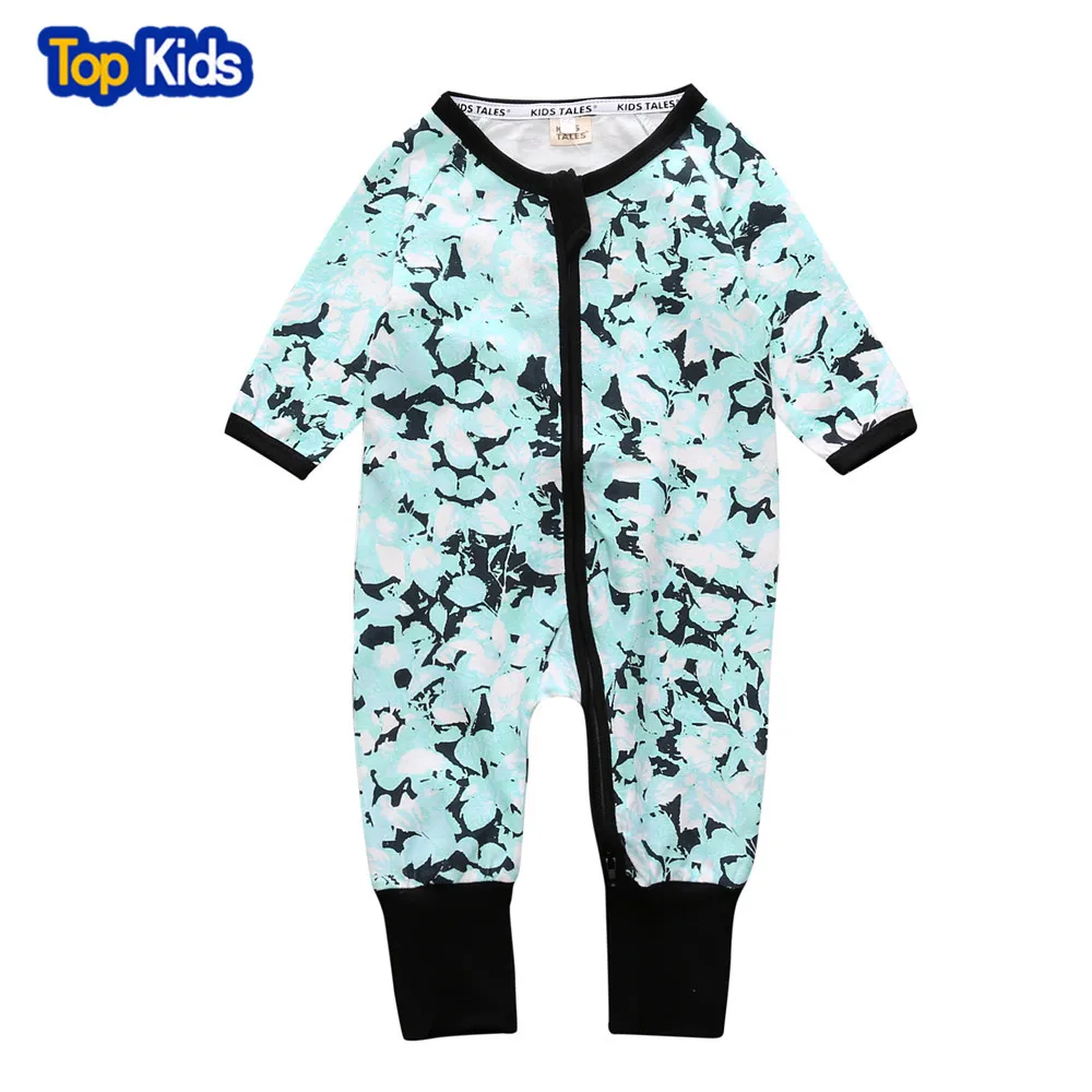 Детский хлопковый комбинезон на молнии с длинным рукавом и принтом|cotton rompers|designer