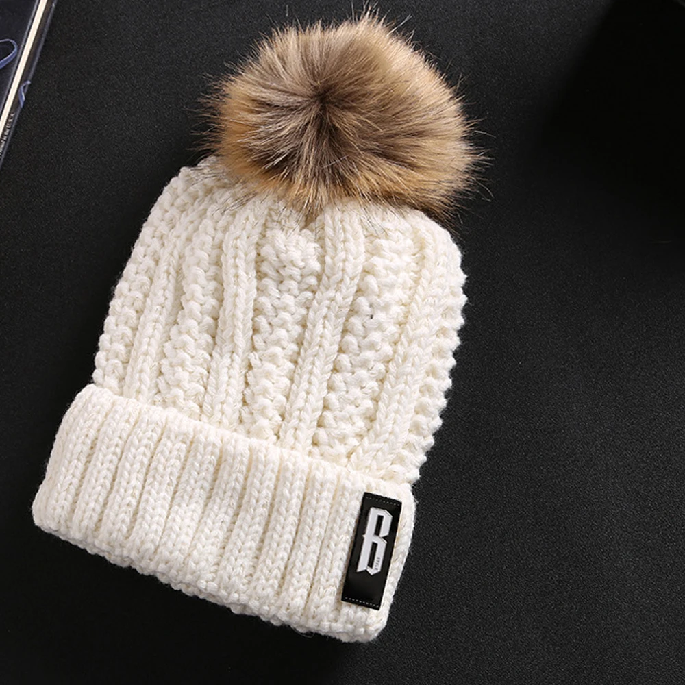 Вязаная зимняя шапка Для женщин буквы Кепки регулируемые шапочки высокое