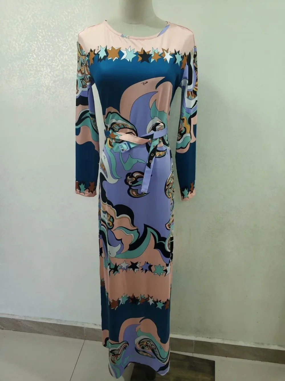 EFATZP Новое модное дизайнерское роскошное платье Макси женское с длинным рукавом