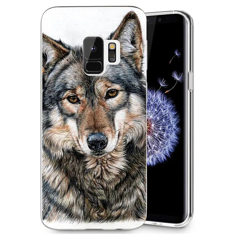 For Samsung Galaxy S9 S8 Plus J5 J7 S7 edge Note 8 J320 J530F J720 A3 A5 2016 TPU Silicon Colorful Wolf Cool Cover Case D104 |