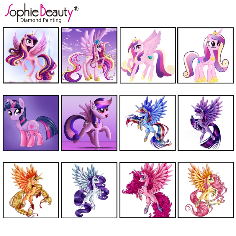 Sophie beauty, сделай сам, алмазная живопись, квадратная вышивка крестиком, набор, Маленький милый пони, розовый, полный набор, сделай сам, алмазная вышивка, картина, мозаика