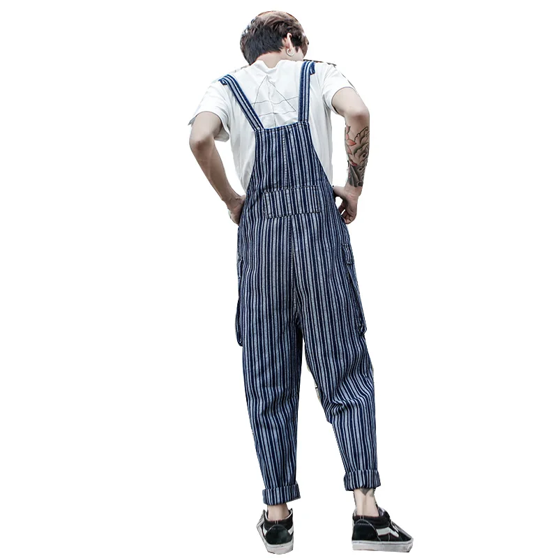 Модные повседневные мужские комбинезоны в японском стиле Харадзюку синюю